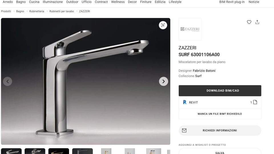 ONLINE I FILE BIM DELLA COLLEZIONE SURF IN COLLABORAZIONE CON ARCHIPRODUCTS.COM